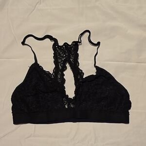 Aerie Black Racerback Bralette with Lace Detail